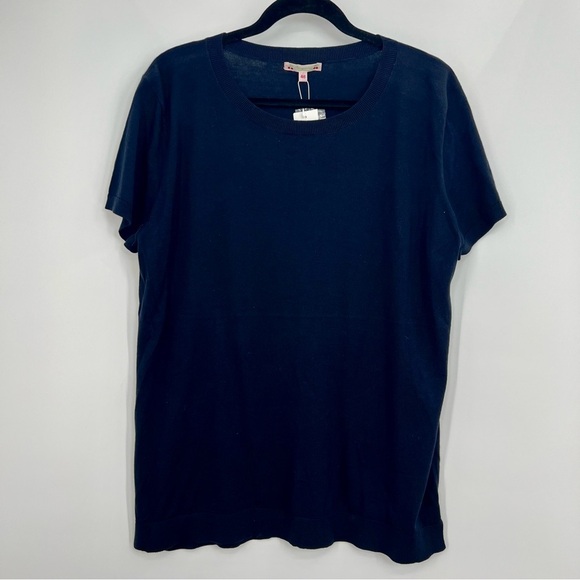 NWT Bonpoint Dapulu Navy Blue Short Sleeve Knit Sweater Pullover Top 3XL - Picture 1 of 7